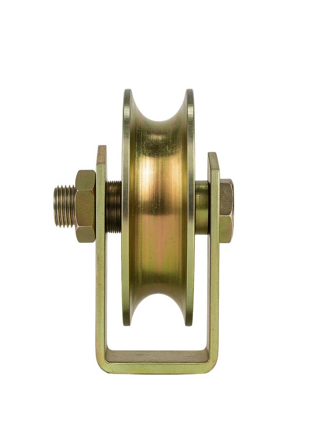 PICKIT Steel Sliding Gate Roller | Heavy Duty Caster Wheel with Bracket | Industrial Bearing Pulley (Golden, V Groove) - Image 1